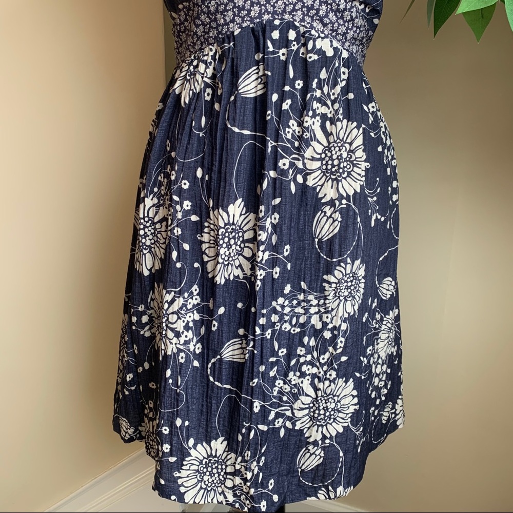 Forever 21 Sleeveless Blue White Floral Dress Sz L - Picture 3 of 9